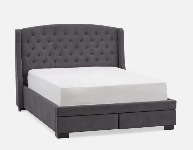 RAVEL tufted upholstered wingback queen size bed with storage