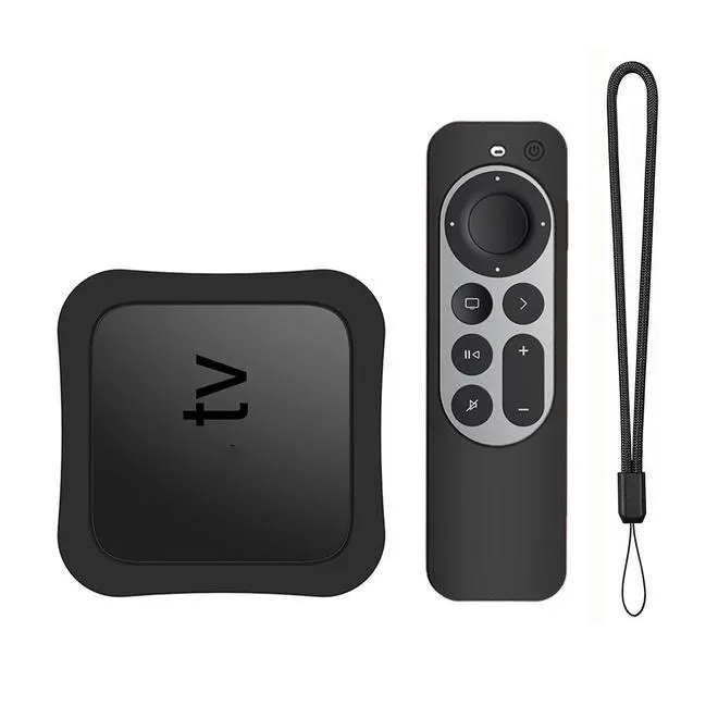 Silicone Remote Case and TV Box Case for Apple TV 4K/Apple TV HD, Black - PrimeCables®