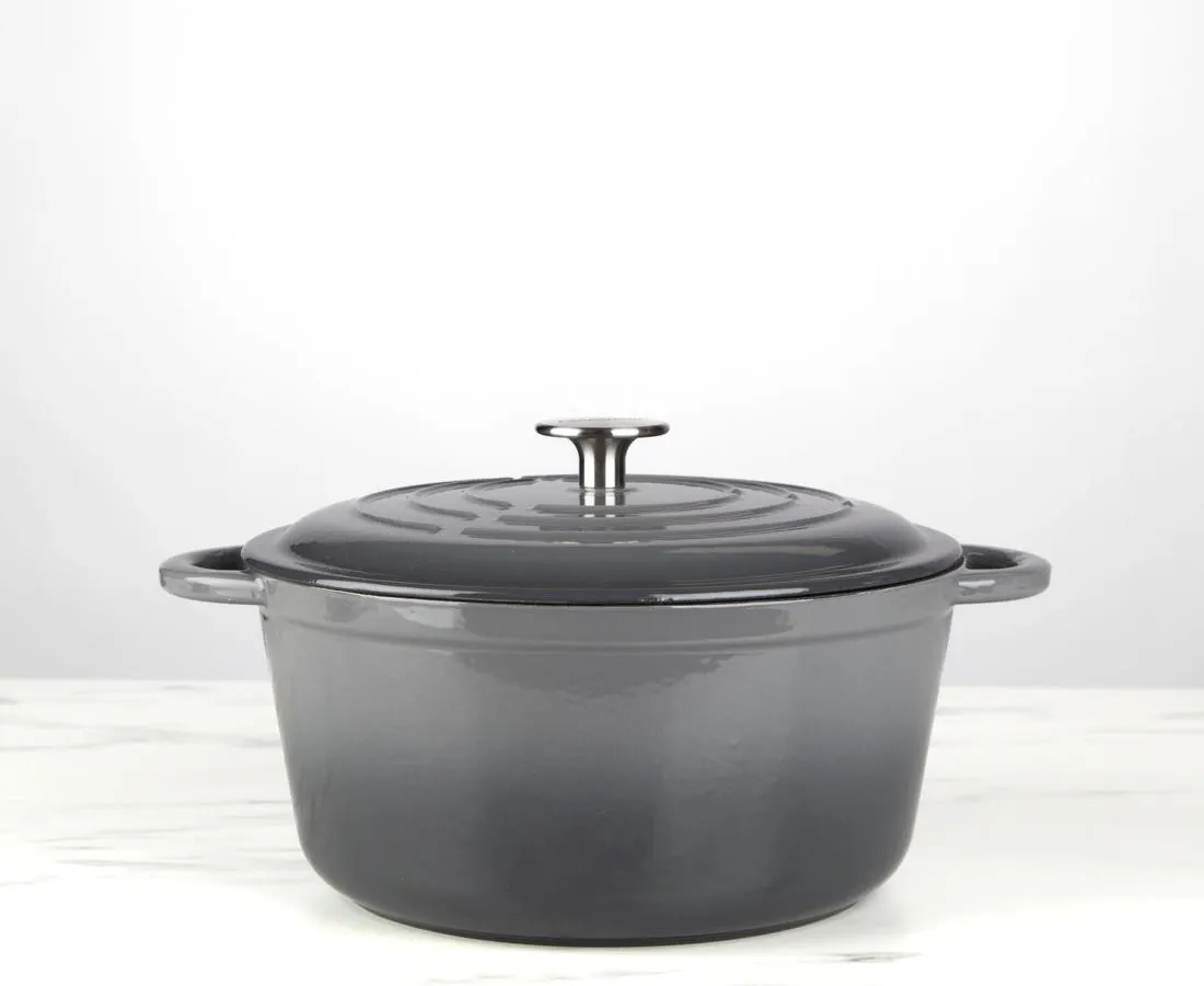 Cinnamon Homeware Cast Iron Round Dutch Oven, 4.5 L, Grey