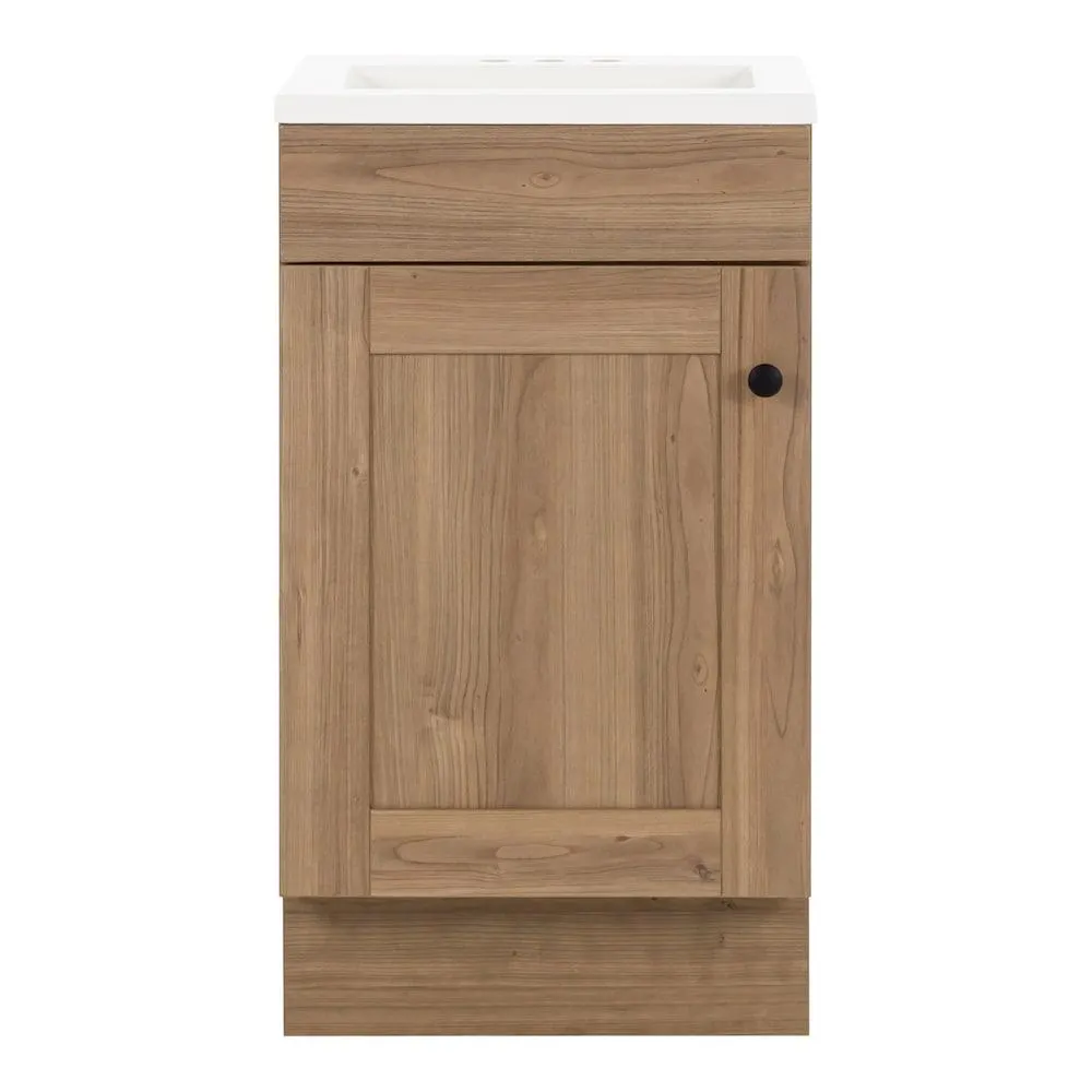 Addison 18.25 in. W x 16.63 in. D Bath Vanity in Sand Elm with Cultured Marble Vanity Top in White