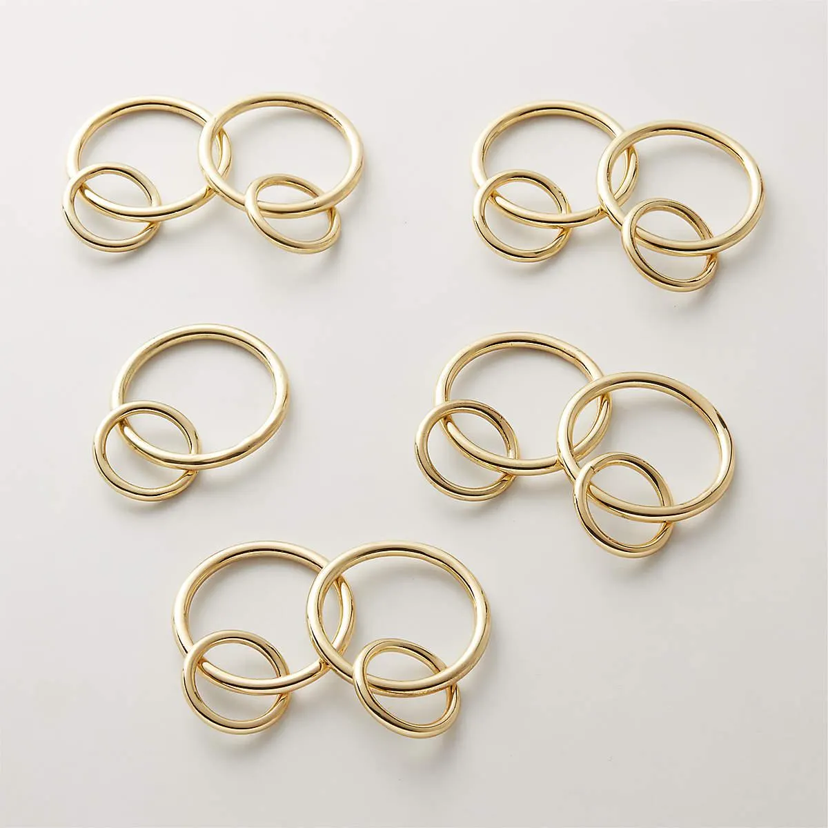 Polished Brass Curtain Rings Set of 9