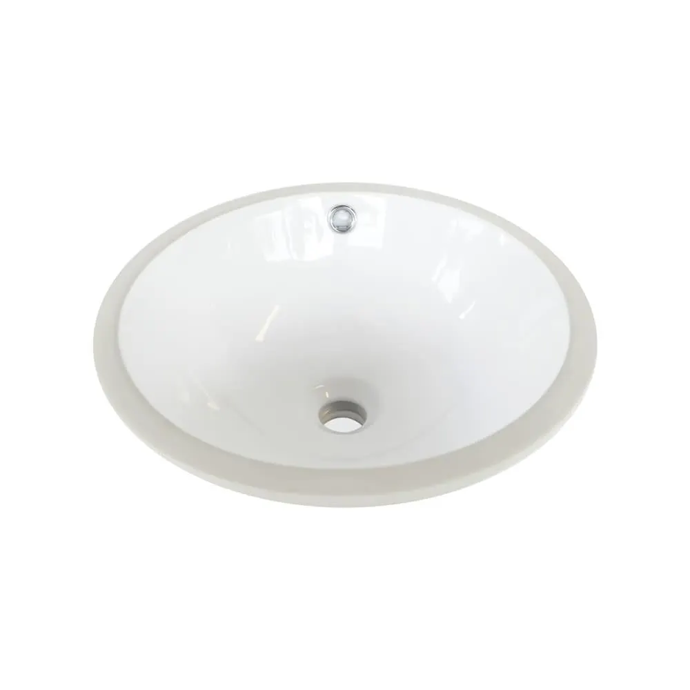 Ceramic 16 inch Round Undermount Basin in Gloss White