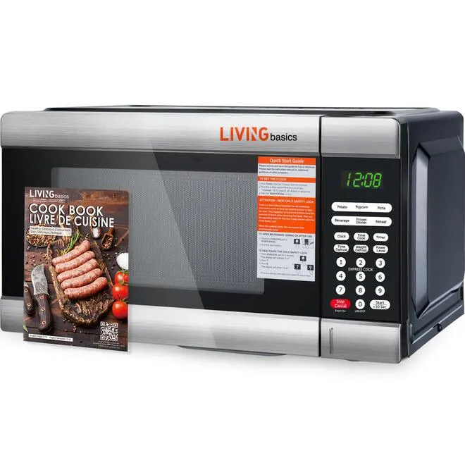 1.1-Cu Ft Countertop Microwave Oven, 1500W, Built-in Inverter Technology - LIVINGbasics®
