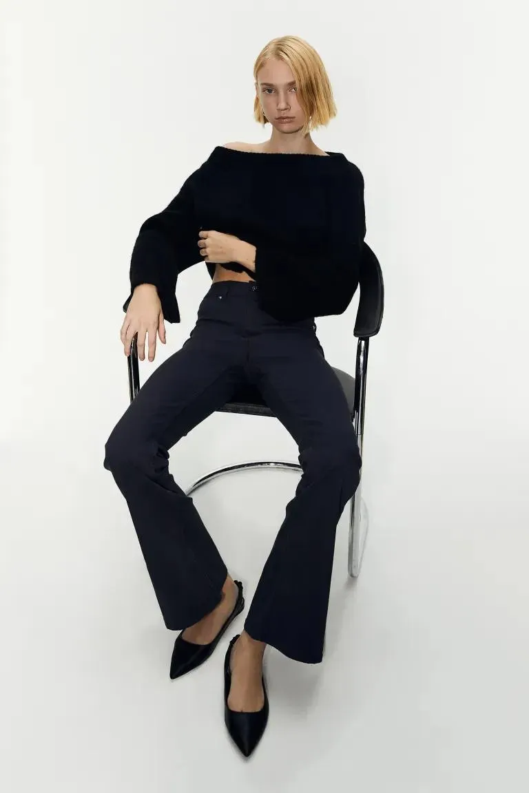 Flared Twill Pants