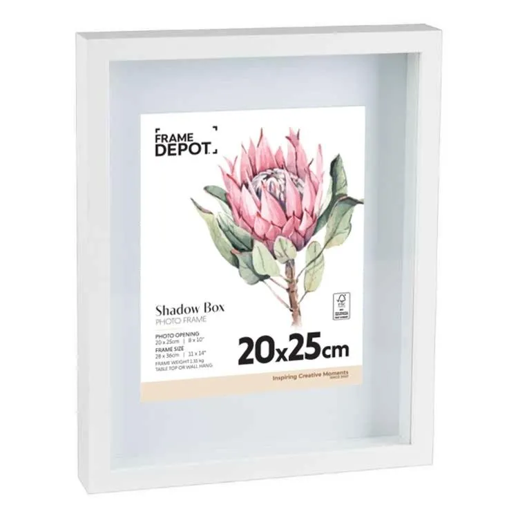 Frame Depot 28 x 36cm Shadow Box Photo Frame White 20 x 25 cm