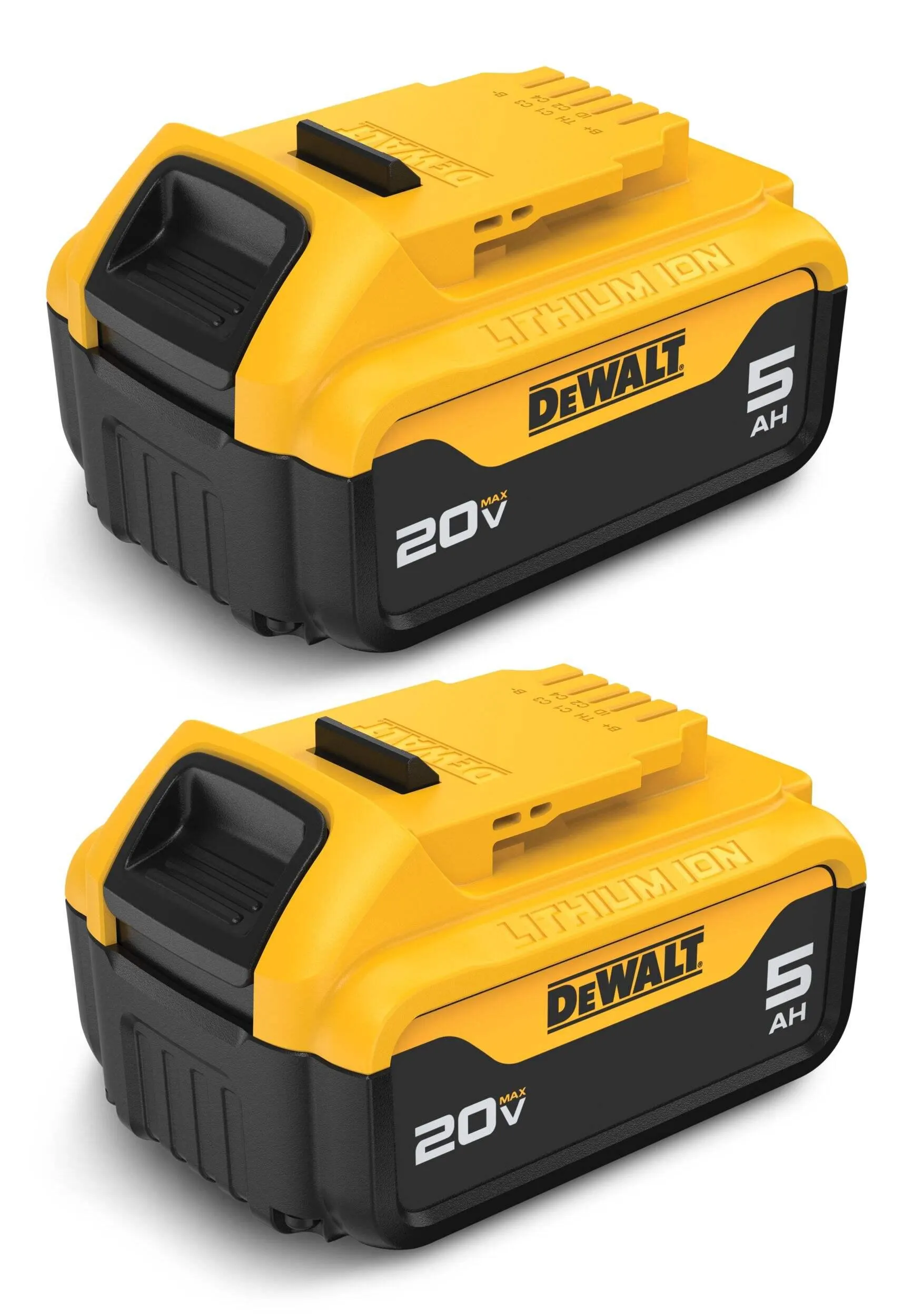 DEWALT DCB205-2 20V MAX Lithium-Ion 5.0Ah Battery Pack with LED Fuel Gauge, 2-pk