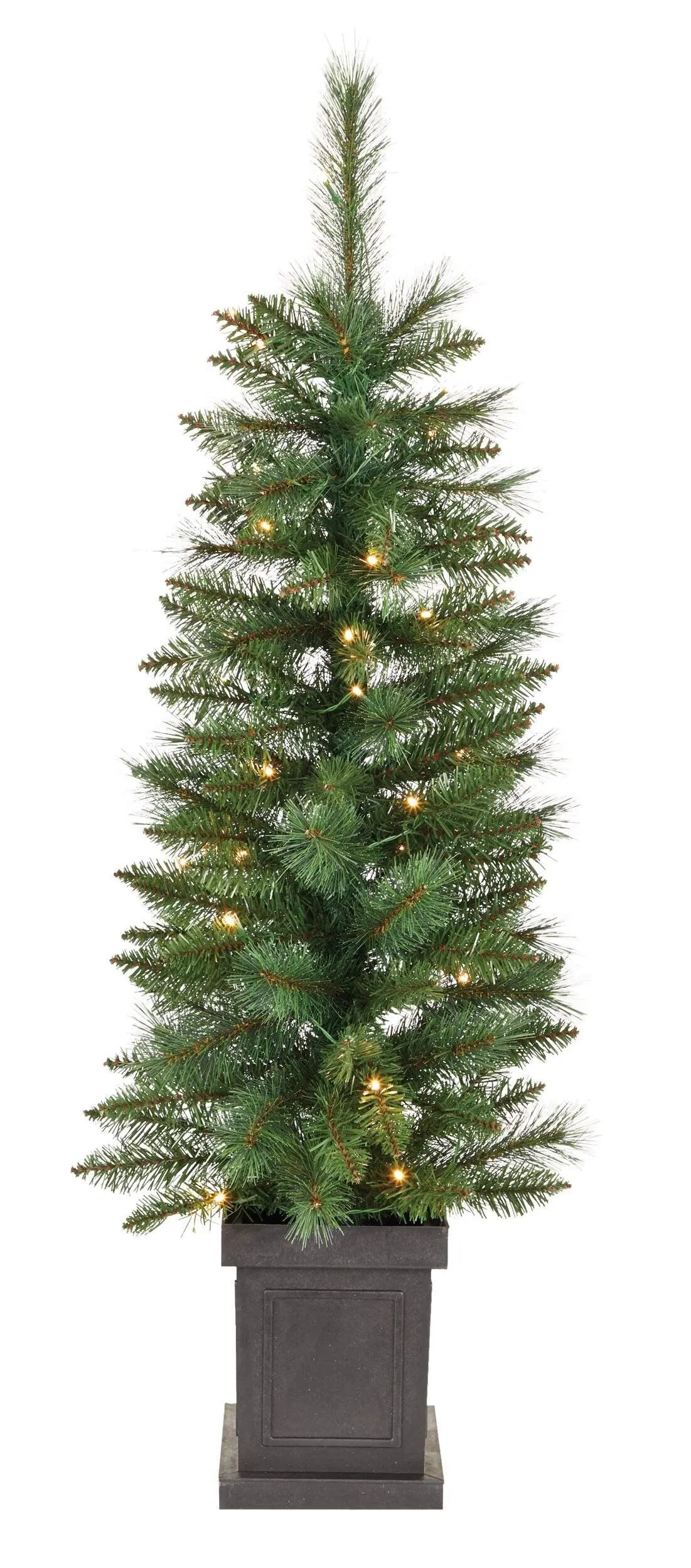 NOMA Pre-Lit Farrow Potted Christmas Tree, Battery Operated, 35 LED Lights, 4-ft