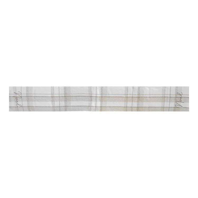Bouclair Plaid Table Runner Beige 33 x 244 cm