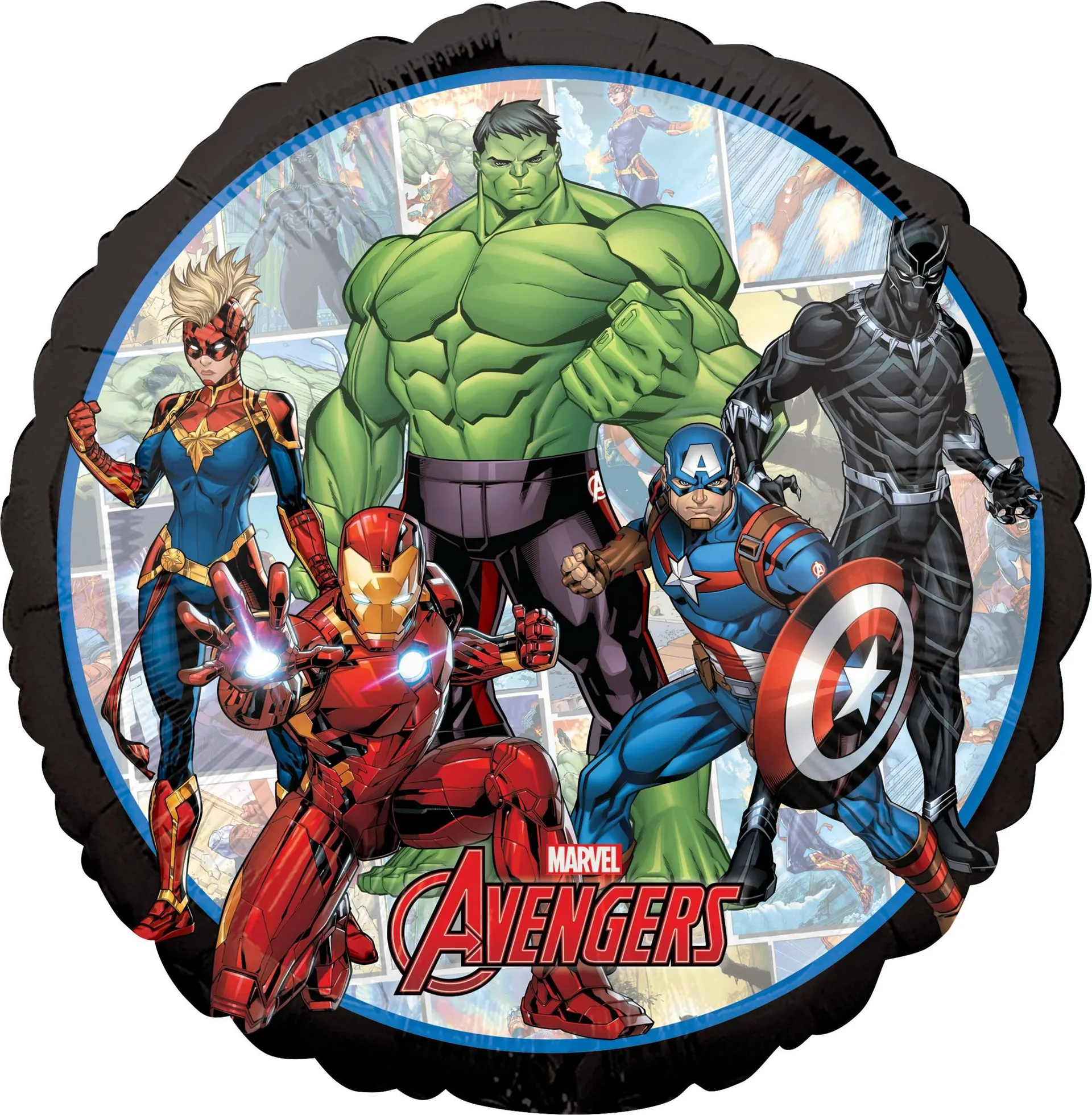 Disney Marvel Avengers Round Satin Foil Balloon, Multi-Coloured, 17-in, Helium Inflation & Ribbon Included for Birthday Party