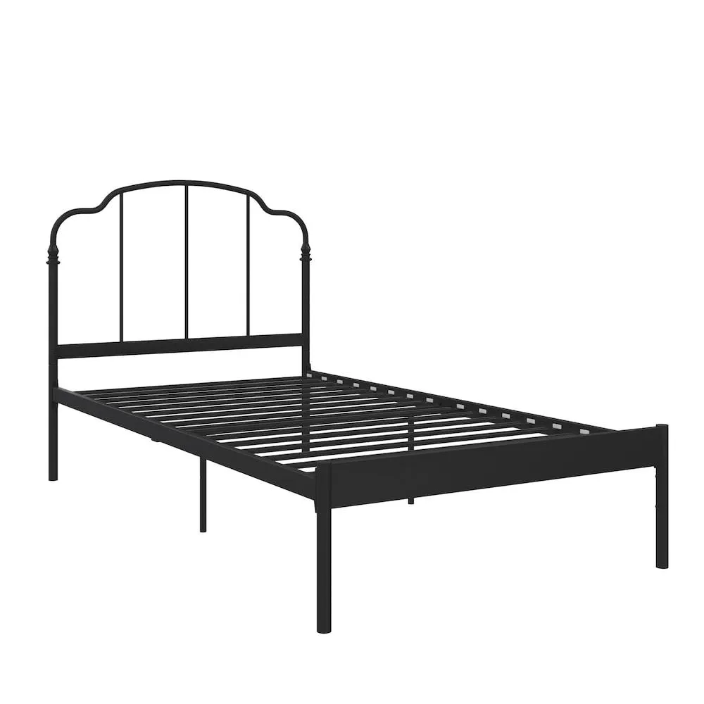 RealRooms Camie Metal Bed, Adjustable Base Height,Twin, Black