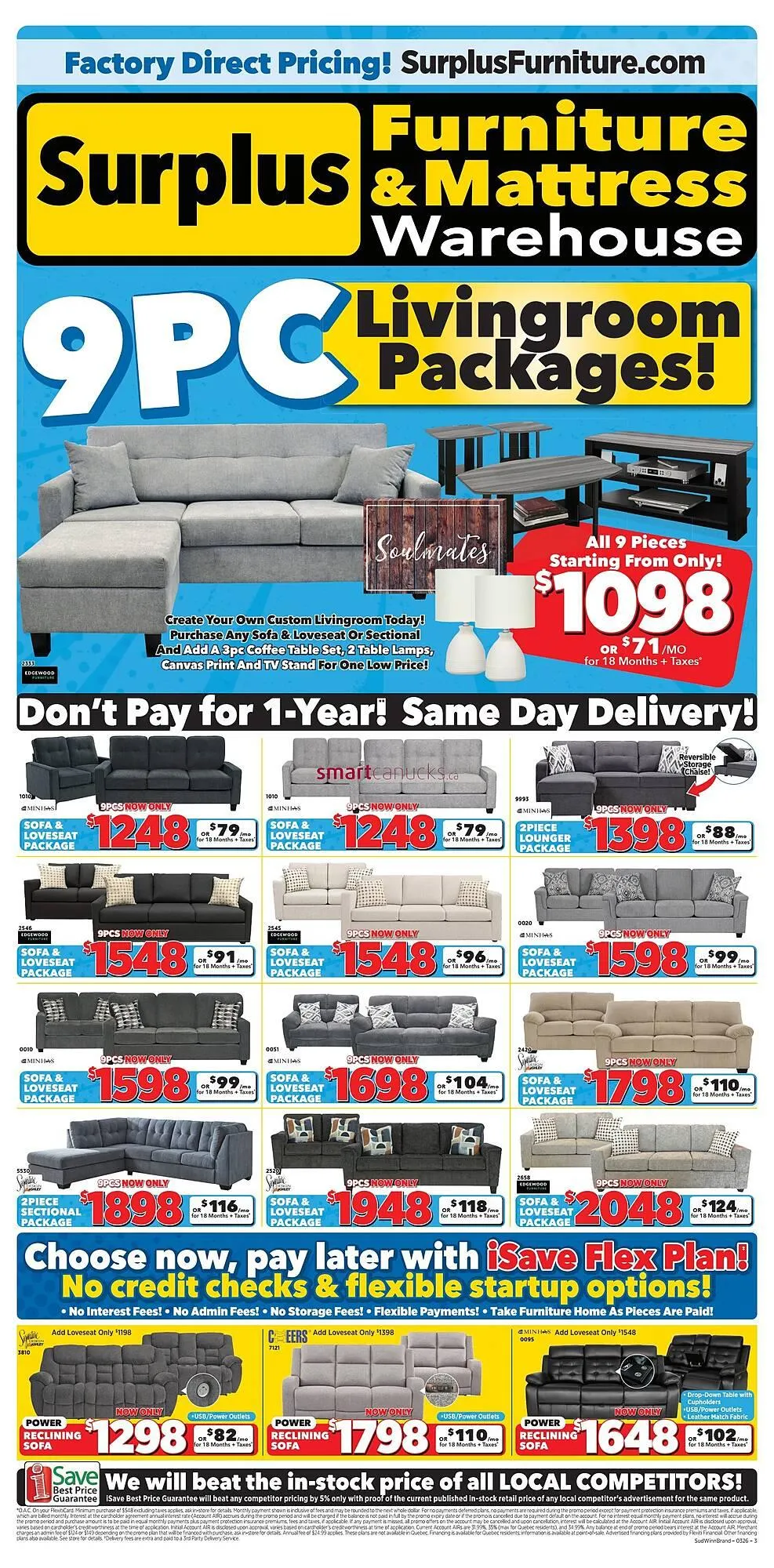 Surplus Furniture flyer from March 16 to April 5 2026 - flyer page 1