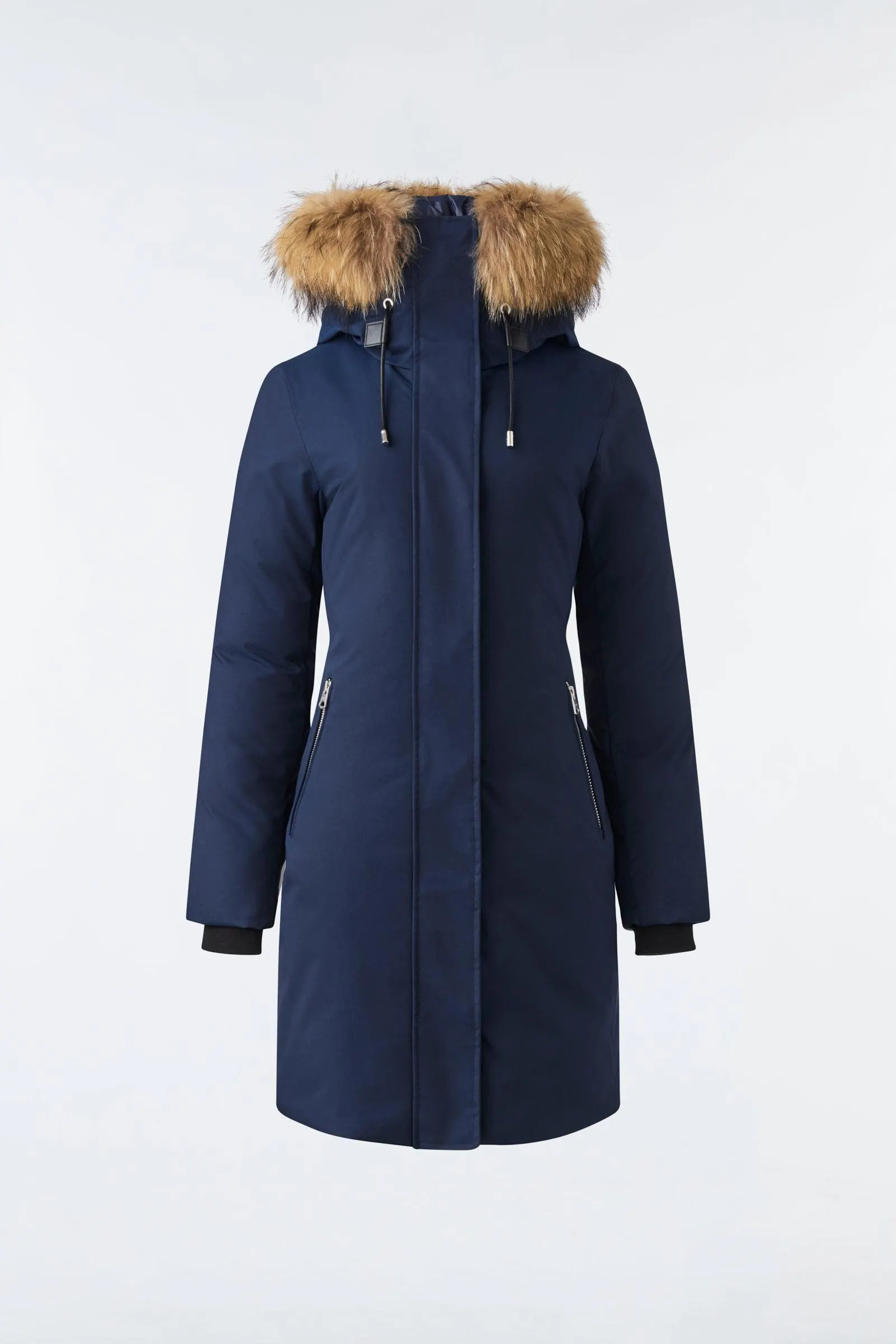 SHILOH 2-IN-1 fitted down coat with removable bib and natural fur