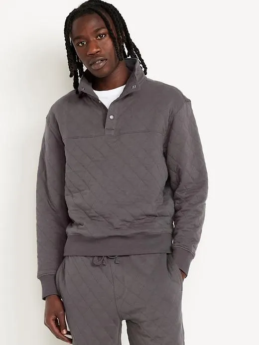 Quarter-Snap Quilted Fleece Sweatshirt