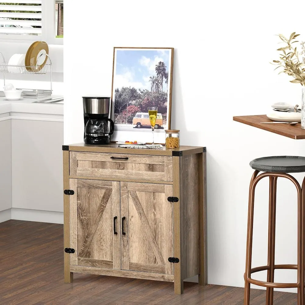 Industrial Storage Cabinet Kitchen Sideboard w/ Drawer for Dining Room, Beige