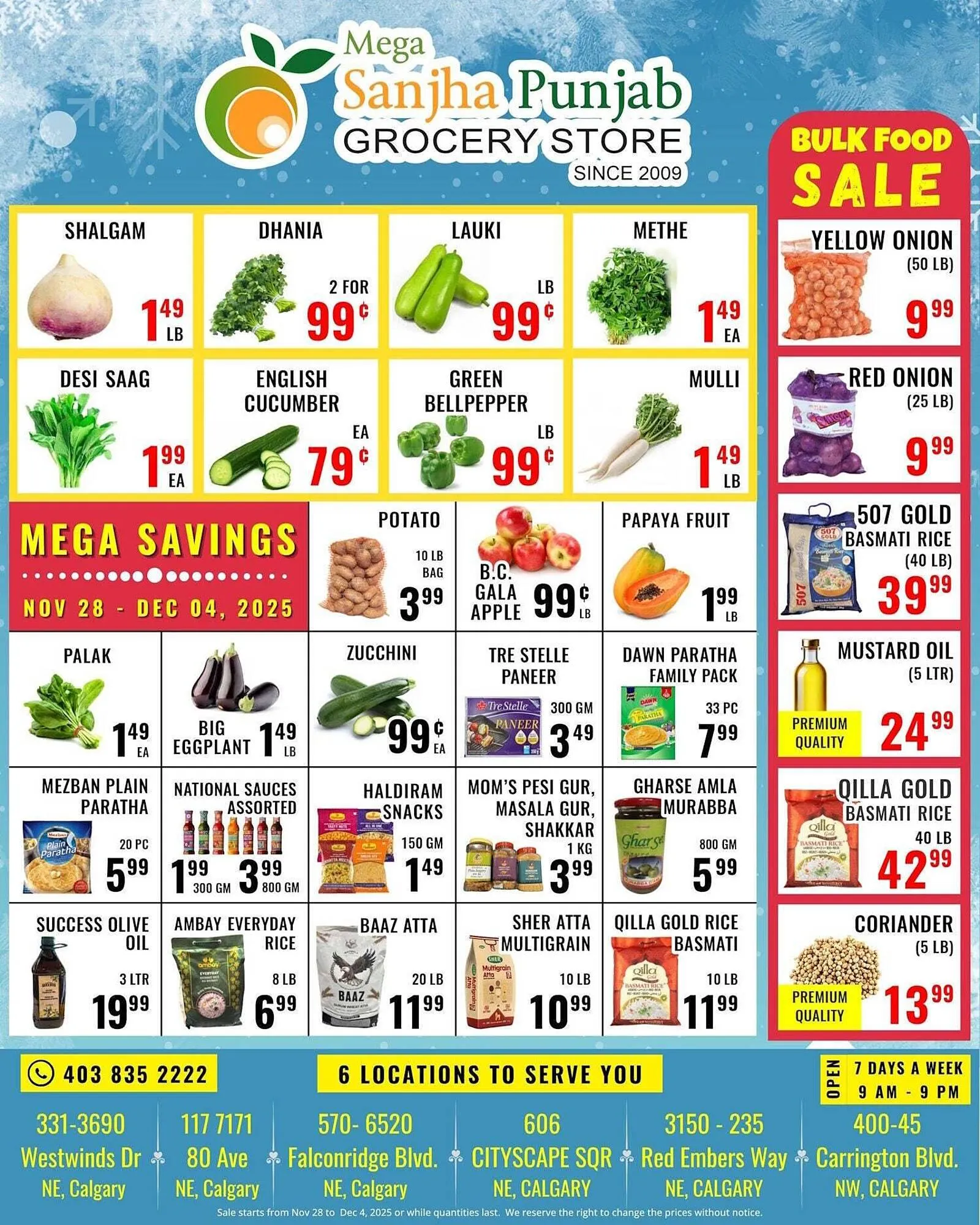 Mega Sanjha Punjab Grocery Store flyer from November 28 to December 5 2025 - flyer page 1