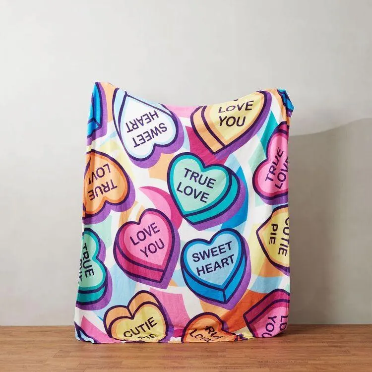KOO X Laura Wayne Lolly Hearts Bed Throw Multicoloured 180 x 210 cm