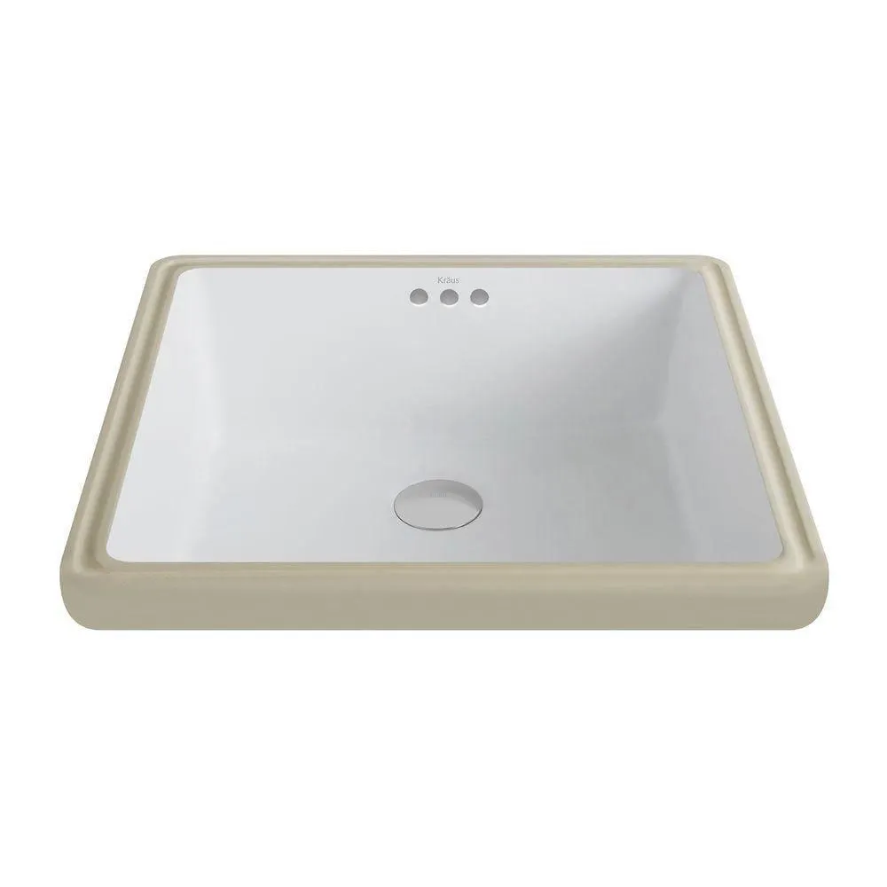 Elavo Ceramic Square Undermount Bathroom Sink with Overflow in White