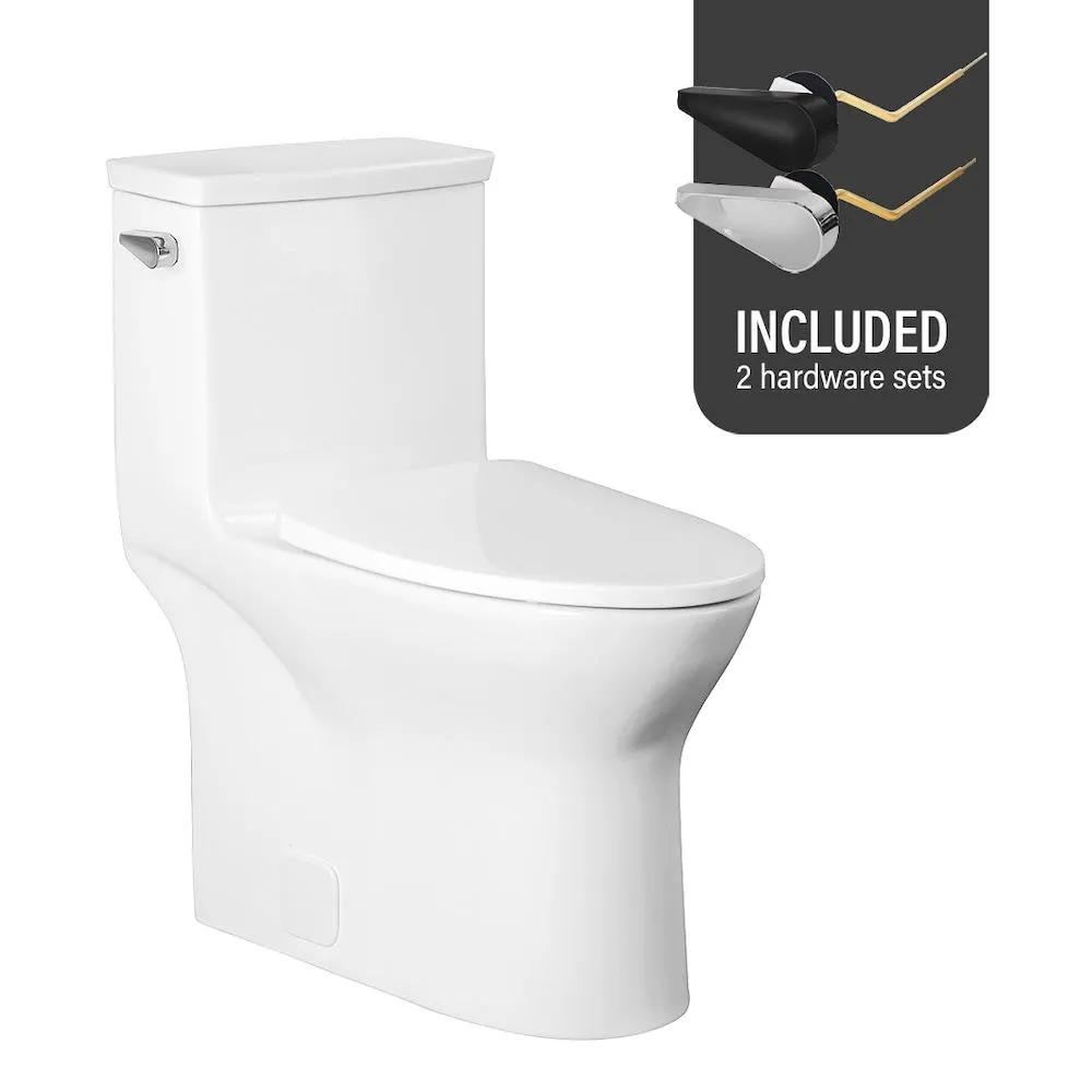 Pemberton All-in-One 1-Piece Single Flush 4.8L Elongated White Concealed Toilet Comfort Height with Soft-Close Seat