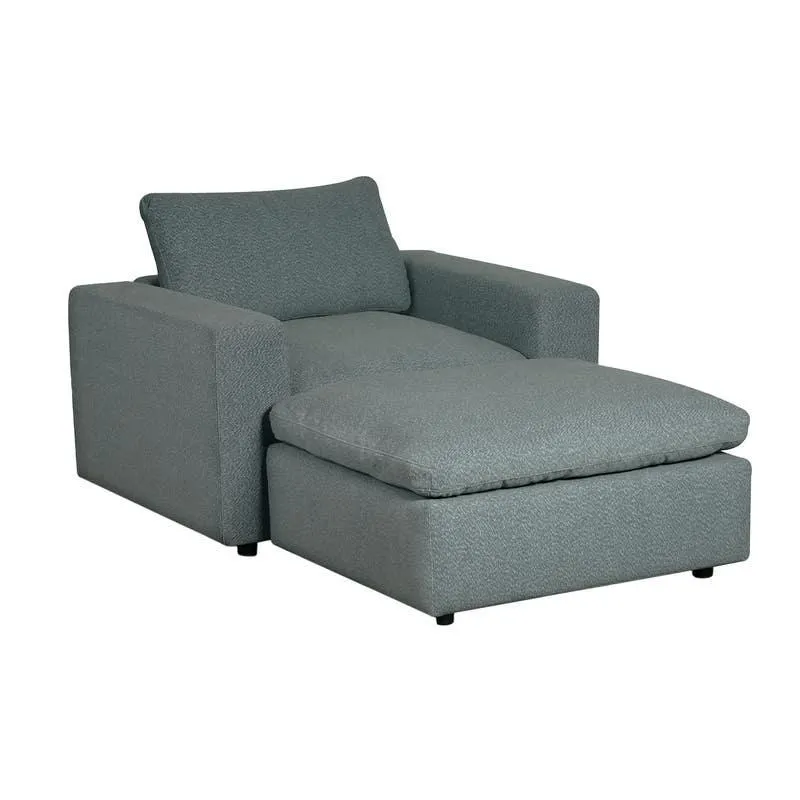 Fauteuil modulaire avec ottoman gris - 4 mcx