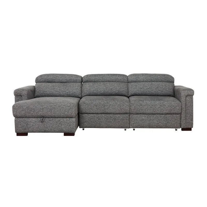 Sectionnel électrique avec sièges coulissants et chaise longue