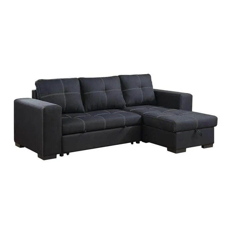Sectionnel convertible réversible avec rangement - noir