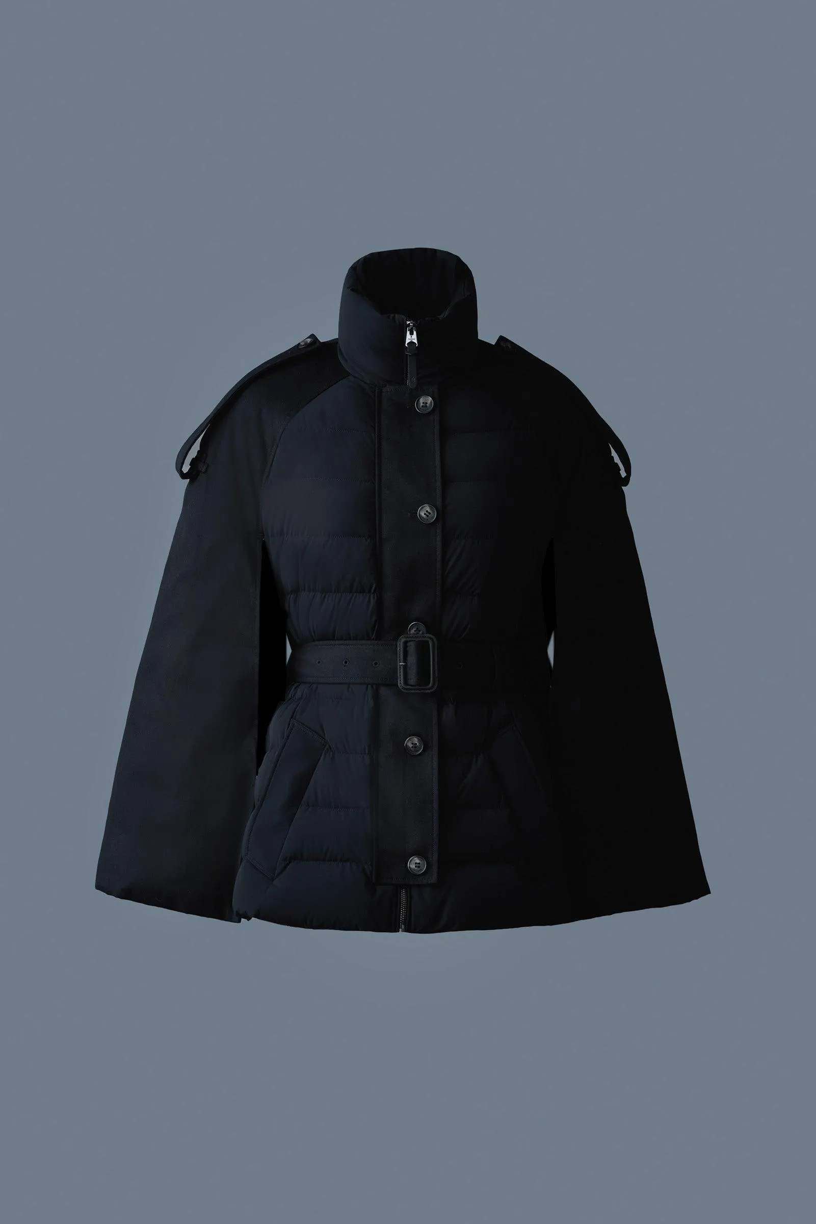 ADIE Strech lightweight cape-style down coat