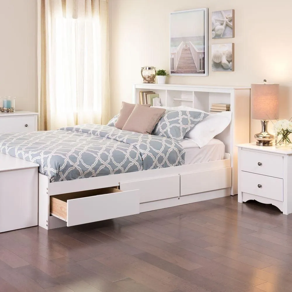 Full Mate's Platform Storage Bed with 6 Drawers in White