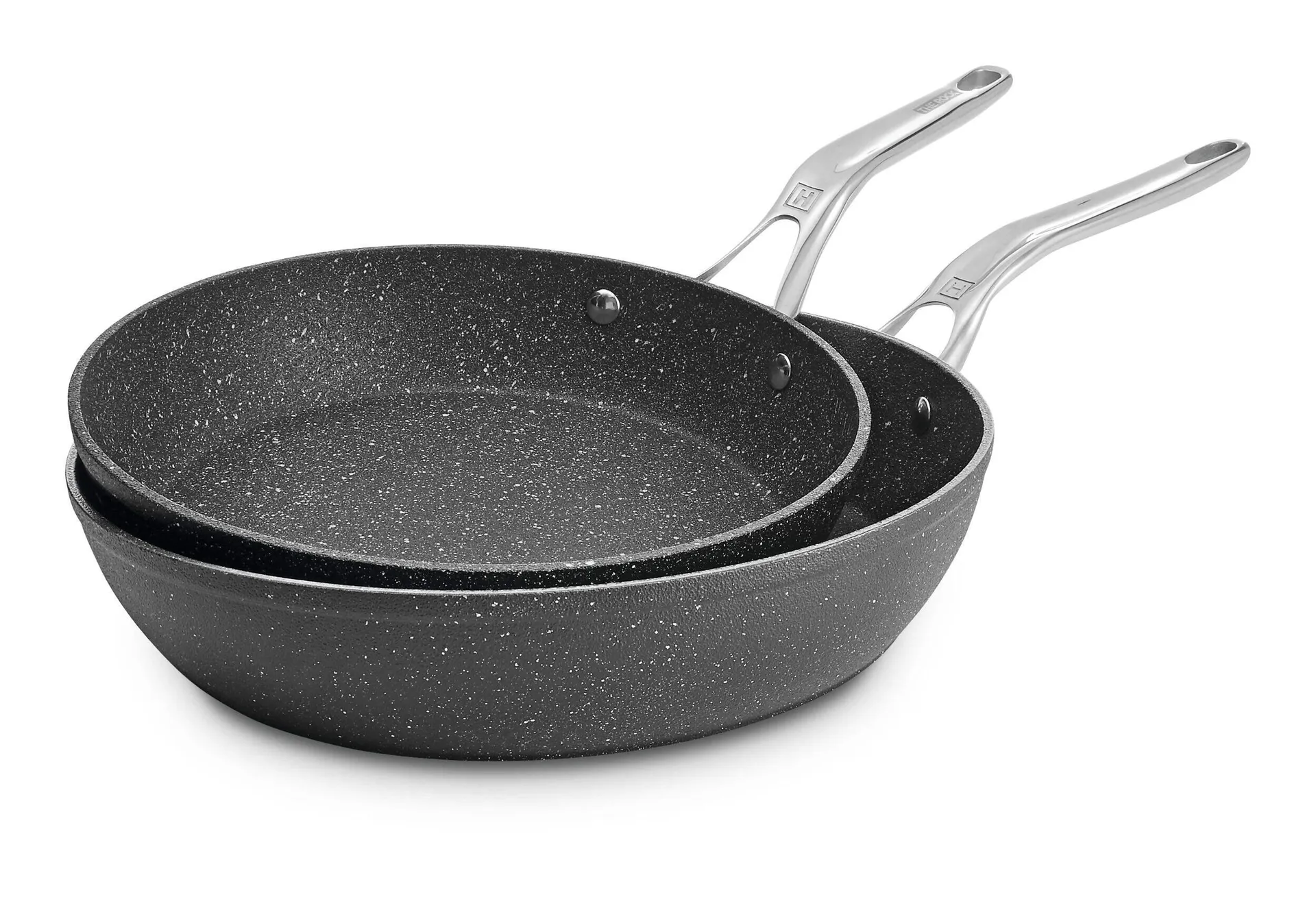 Heritage The Rock Frying Pan, Non-stick, Dishwasher & Oven Safe, 26cm & 30cm, Black, 2-pk