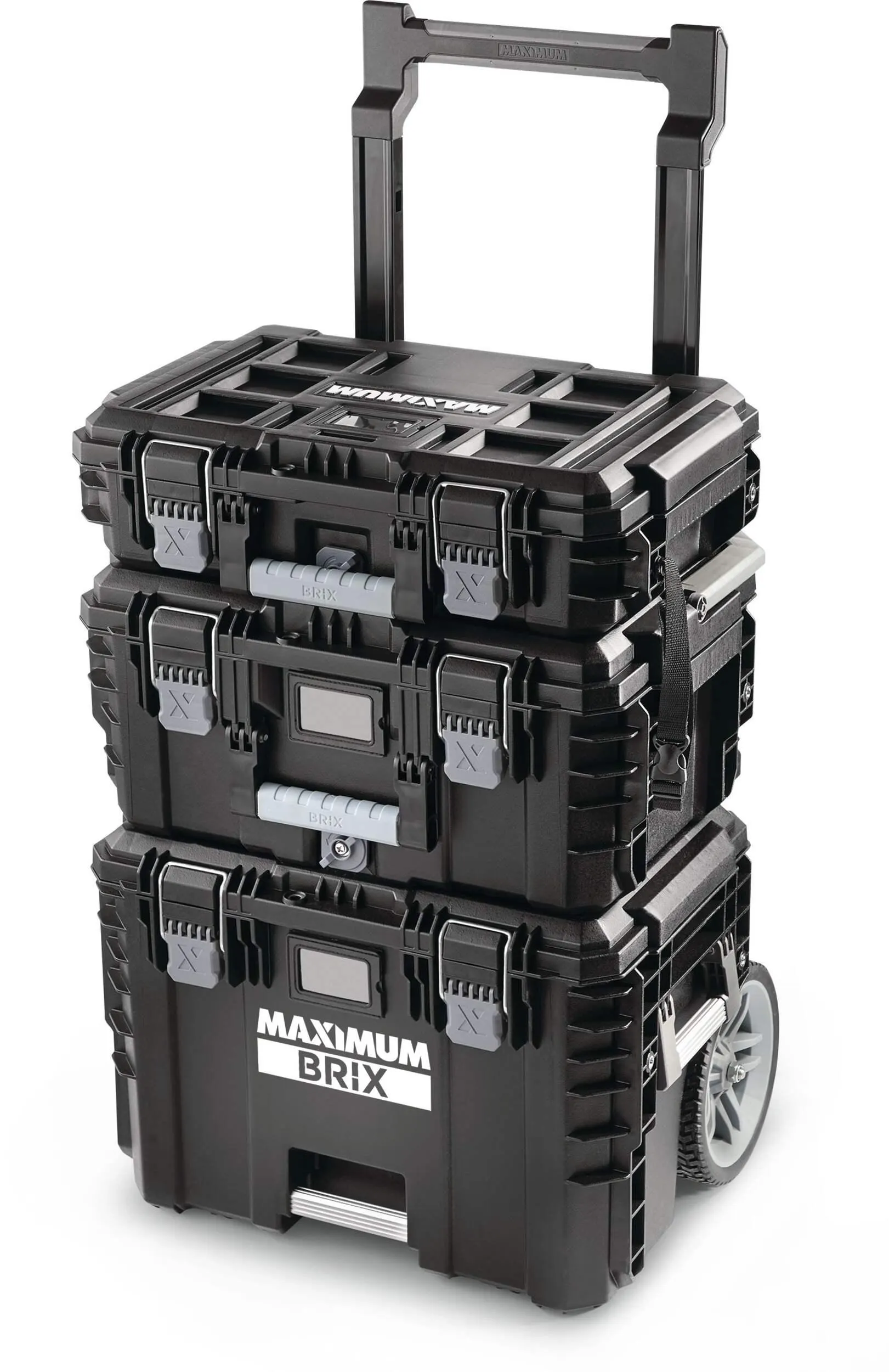 MAXIMUM Brix Modular Portable Toolbox/Tool Storage System w/ Wheels, IP65, 23-in x 19-in x 33-in, 3-pc