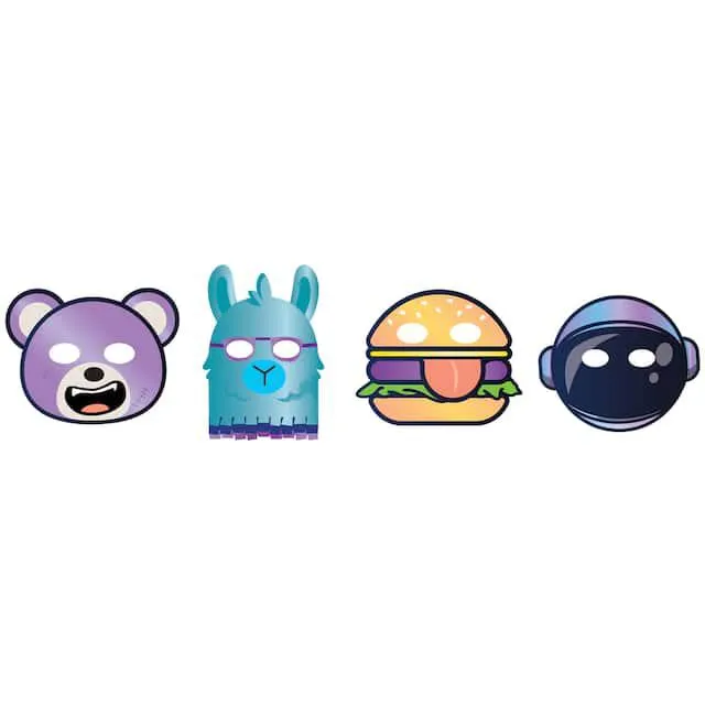 Battle Royal Paper Masks, Multi-Coloured, One Size, 4-pk, Wearable Costume Accessories for Birthdays