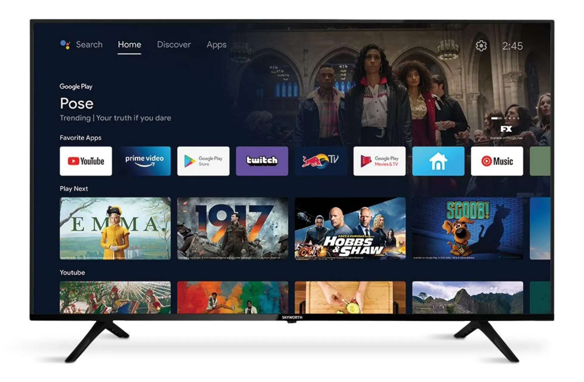 Skyworth 4K UHD Android Smart TV with Google Assistant, 50-in