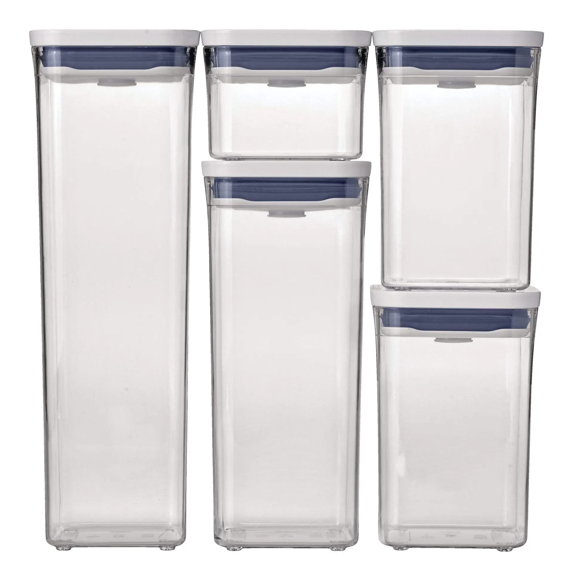 OXO POP Starter Plastic Food Storage Container Set with Lid, White, Various Sizes, 5 Count