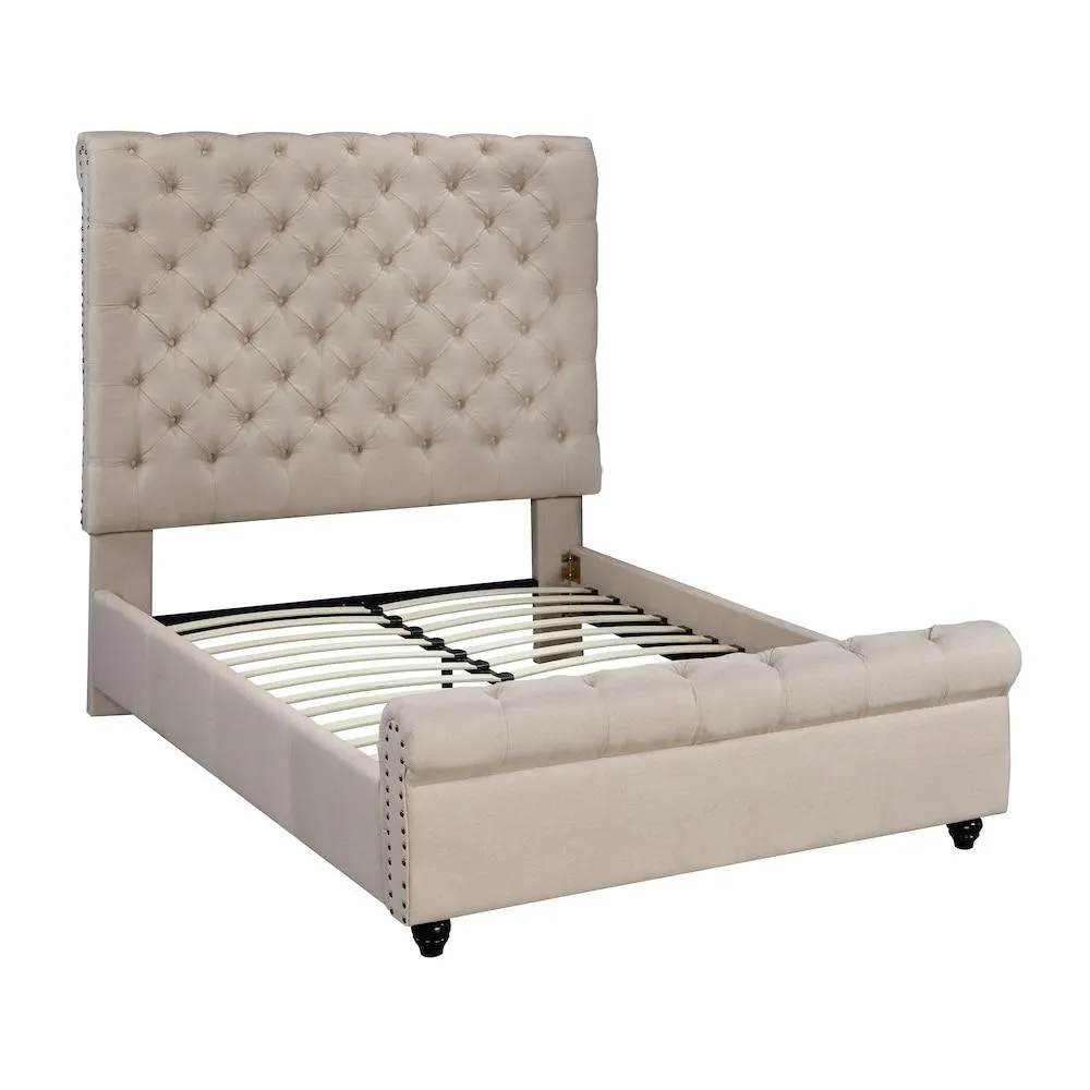 Charlotte King Platform Bed, Beige