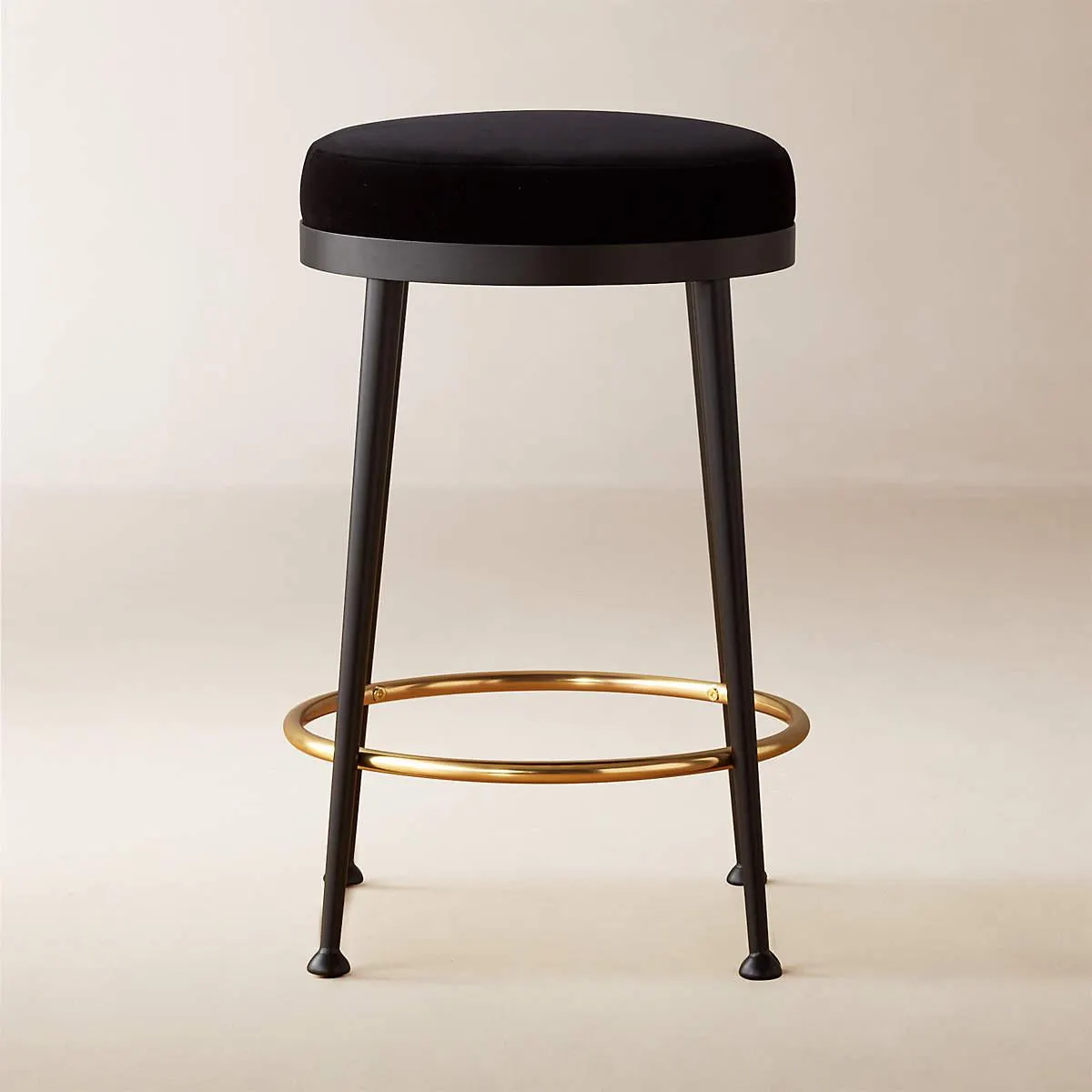 Atlas Black Velvet Counter Stool