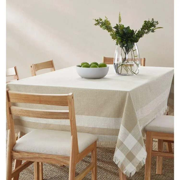 KOO Portsea Tablecloth Taupe/White
