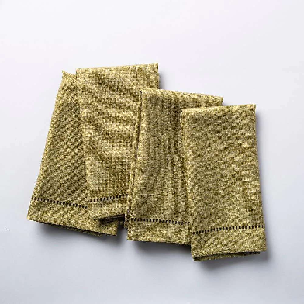 Harman Hemstitch Polyester Napkin - Set of 4 (Olive)