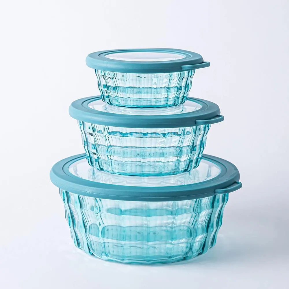 KSP Gem 'Round' Food Storage Container with Lid - Set of 6 (Blue)