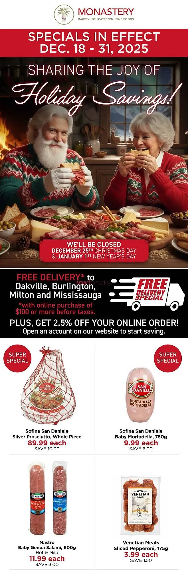 Monastery Bakery flyer from December 18 to December 31 2025 - flyer page 1