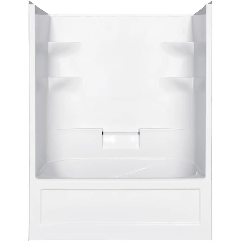 Belaire 32.5" D x 60" W x 78" H 4-Shelf Acrylic 1-Piece Right Hand Drain Tub & Shower in White