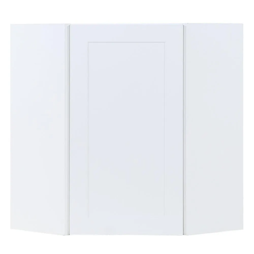 Edson 24-inch W x 30-inch H x 12.5-inch D Shaker Style Assembled Kitchen Corner Wall Cabinet/Cupboard in Solid White with Adjustable Shelf (WA2430L)