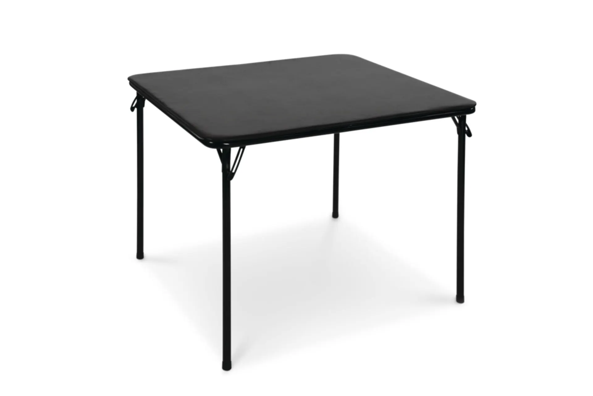 For Living 34-in x 34-in Portable Vinyl Top Metal Folding Card Game/Activity Table, Black