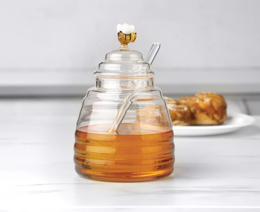 thinkkitchen Bumblebee Honey Jar with Stick, 500 ml