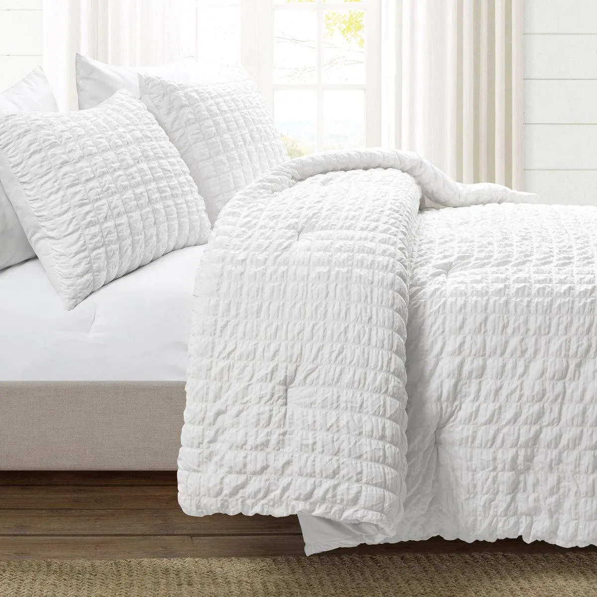 Crinkle 3 Piece All Season Crinkle Textured Dobby Comforter Set