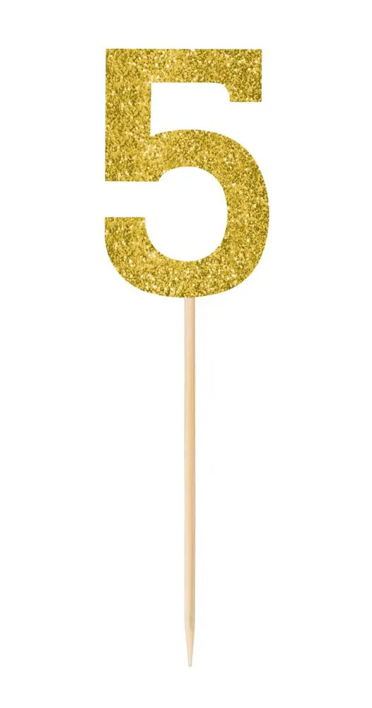 Glitter Gold Number 5 Picks, 4-pk