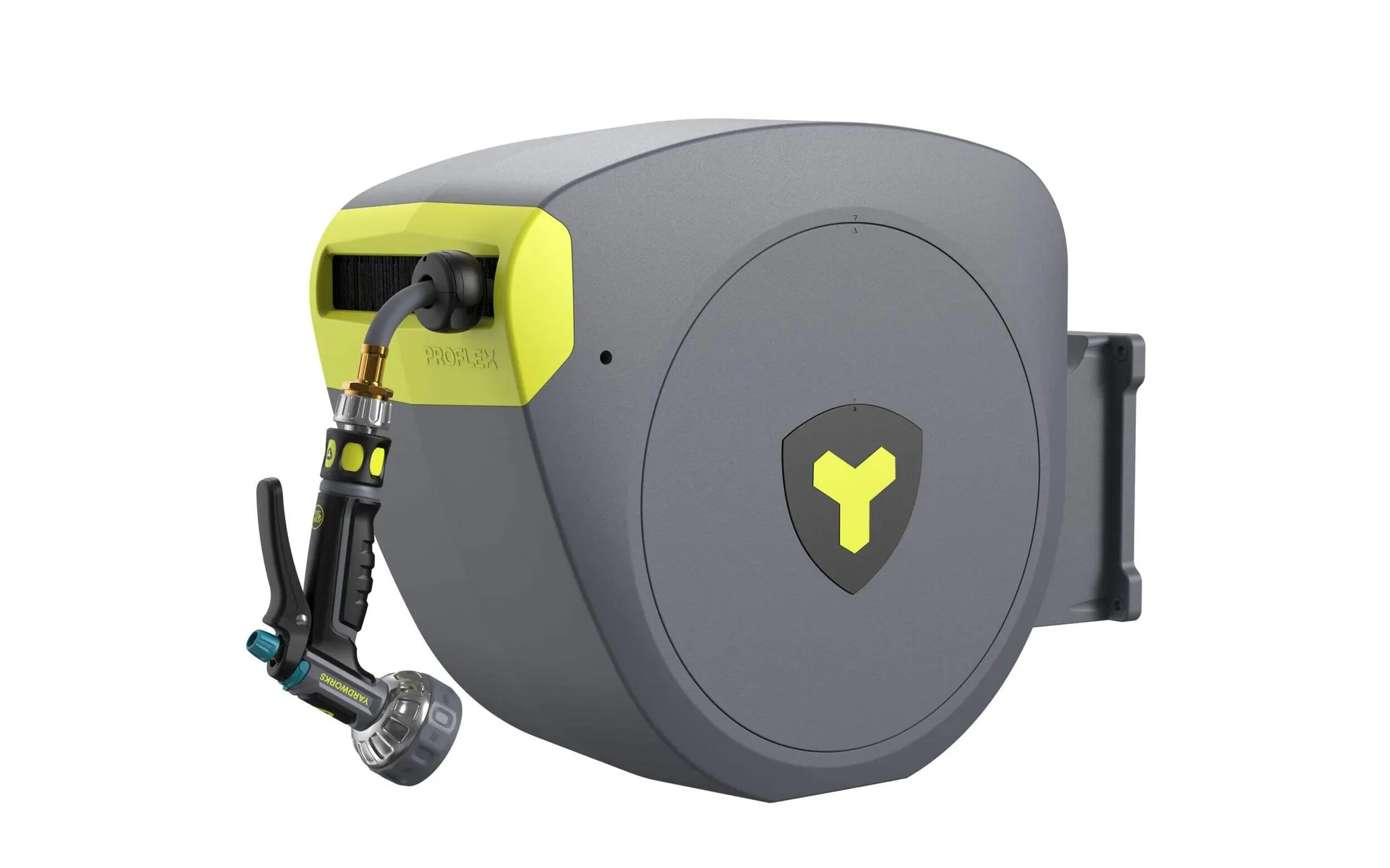 Yardworks ProFlex Auto Retractable Garden Hose Reel with Nozzle & Adaptor, 120-ft