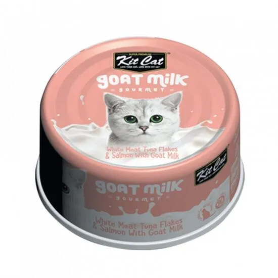 Repas gourmand au lait de chèvre, thon et saumon pour chats