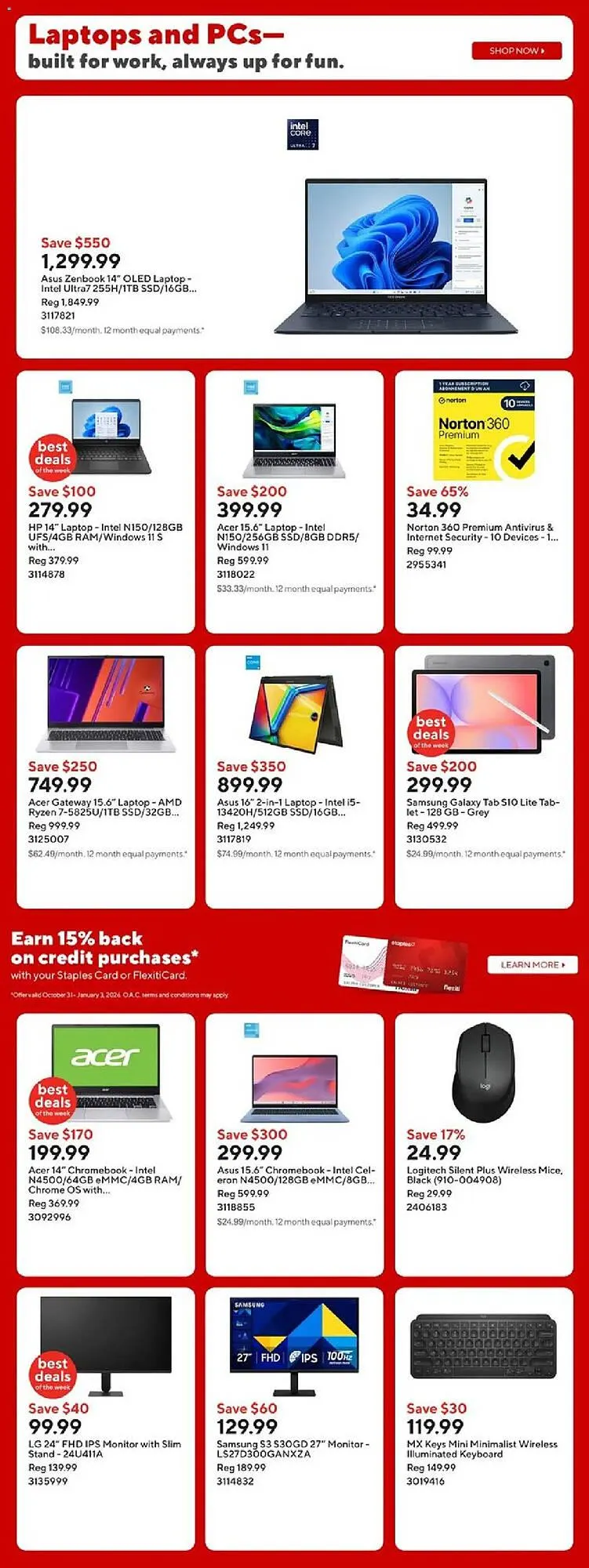 Staples flyer from October 31 to January 3 2026 - flyer page 10