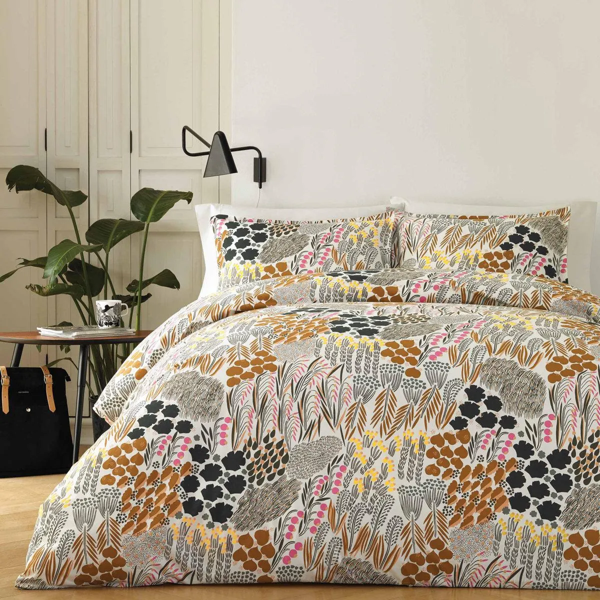 Peini Marimekko Pieni Letto Brown Cotton Comforter Set