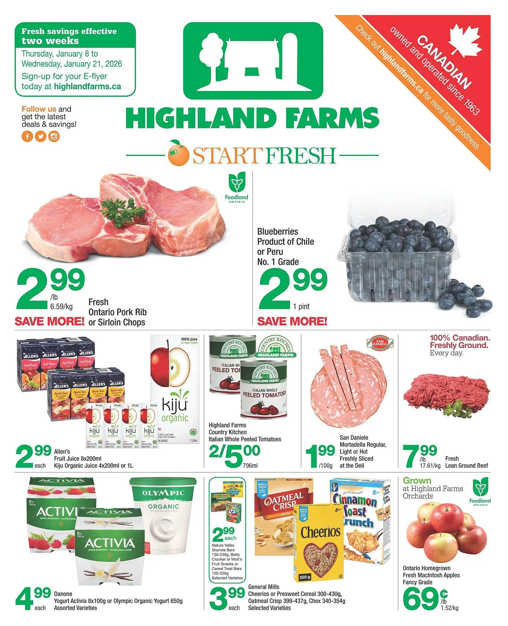 Highland Farms flyer from January 8 to January 21 2026 - flyer page 1
