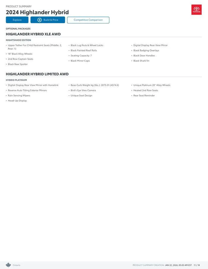 Toyota Highlander from January 22 to January 22 2025 - flyer page 11